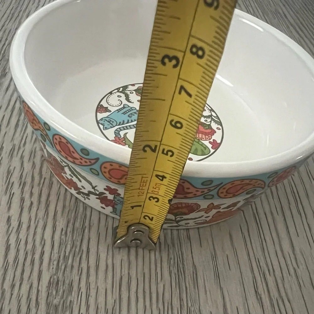Stoneware Set of Four Pet Bowls with Fun Designs